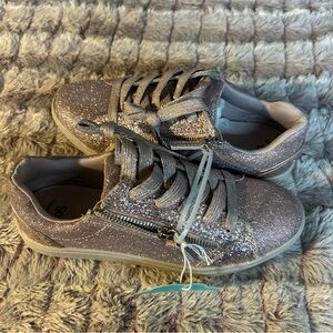 SO Memory Foam Rose Gold Sneakers Size 3 With Zipper On Side